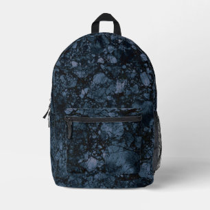Black & Navy Blue Marble Texture  Printed Backpack