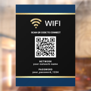 Black Navy Blue QR Code Wifi Network Password