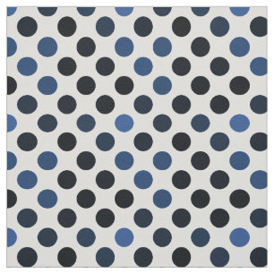 Black Navy Blue White Polka Dots Pattern Fabric