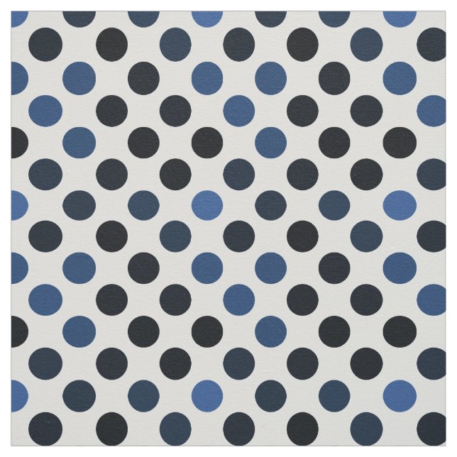 Black Navy Blue White Polka Dots Pattern Fabric (Swatch)