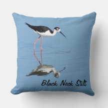 Black Neck Stilt Sea Bird Throw Pillow