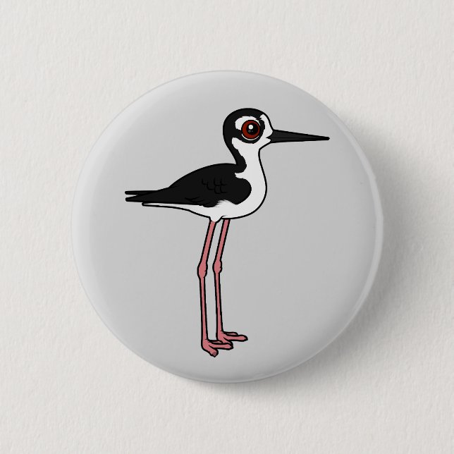 Black-necked Stilt 6 Cm Round Badge (Front)