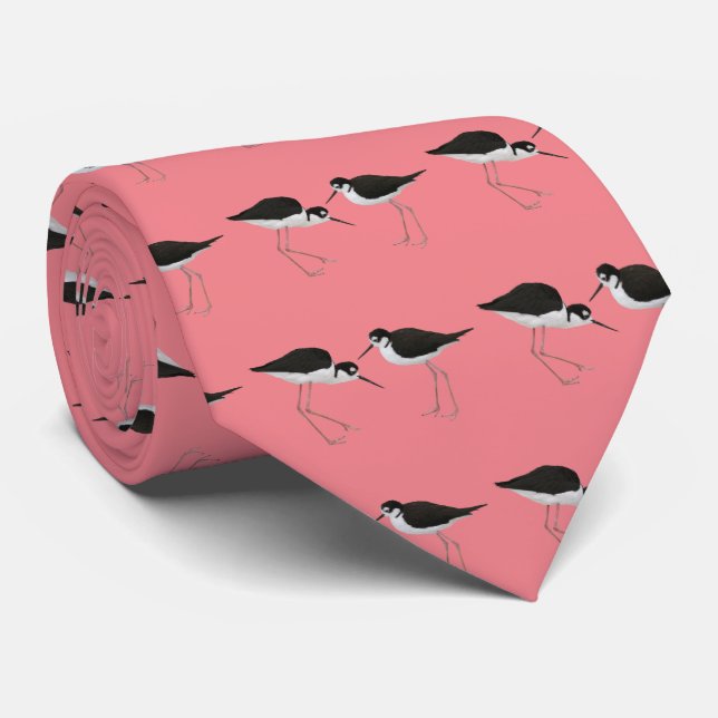 Black-necked Stilt Tie (Rolled)