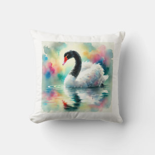 Black Necked Swan 230824AREF127 - Watercolor Cushion