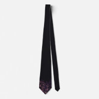 Black Necktie with Bottom Purple Floral Line Art
