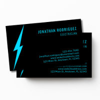 Black Neon Blue Lighting Bolt Custom Electrician