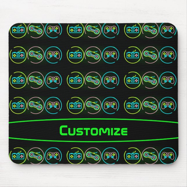Black & Neon Gamer Mouse Pad (Front)