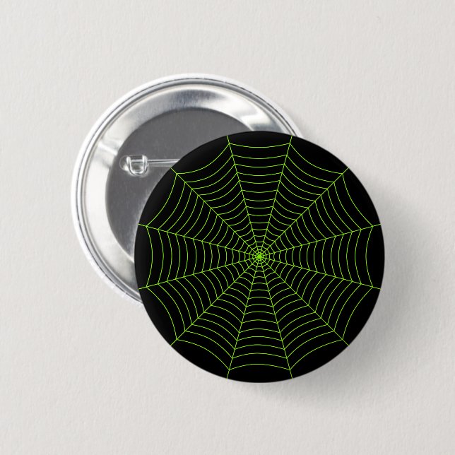 Black neon green spider web Halloween pattern 6 Cm Round Badge (Front & Back)