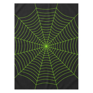 Black neon green spider web Halloween pattern Tablecloth