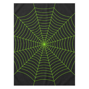 Black neon green spider web Halloween pattern Tablecloth