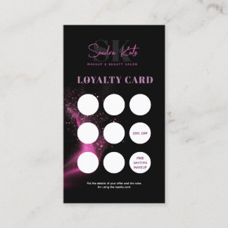 Black Neon Pink Beauty Salon QR Code Loyalty Card