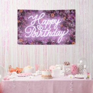 Black Neon Pink Plaid Chequered Balloons Fashion Banner