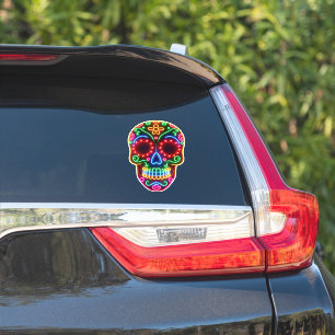 Black, neon sugar skull/day of the dead