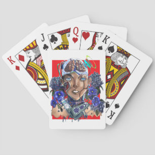 Black Nerd Culture Cyberpunk Afrofuturism Robot Playing Cards