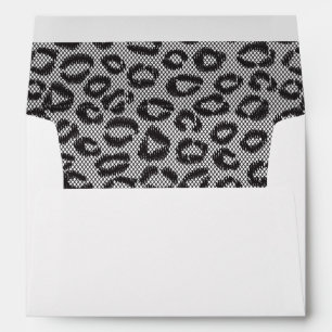 Black net lace with leopard pattern on white envelopes