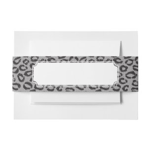 Black net lace with leopard pattern on white invitation belly band
