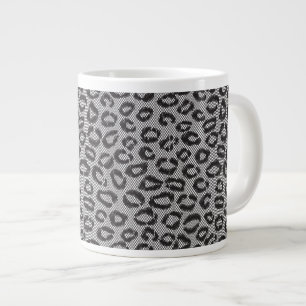 Black net lace with leopard pattern on white large coffee mug
