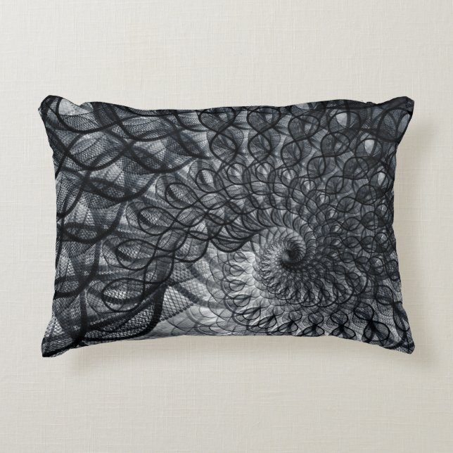 Black Net Painted Decorative Cushion (Front)