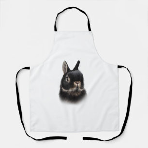 Black Netherland Dwarf Rabbit Bust Women's Unisex Apron