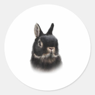 Black Netherland Dwarf Rabbit Bust Women's Unisex Classic Round Sticker