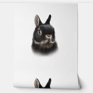 Black Netherland Dwarf Rabbit Bust Women's Unisex Wallpaper