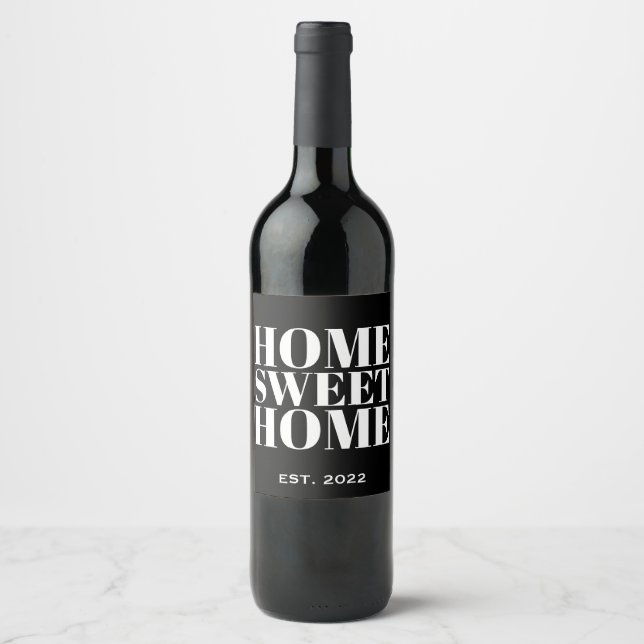 Black New Homeowner Home Sweet Home Wine Label (Front)