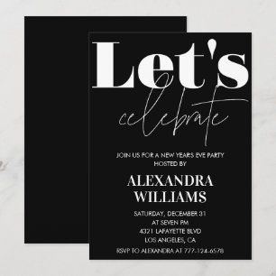 Black New year's eve invitation Let's celebrate