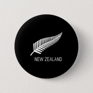 Black New Zealand Fern Shirt Mens Black Nz Gift 6 Cm Round Badge