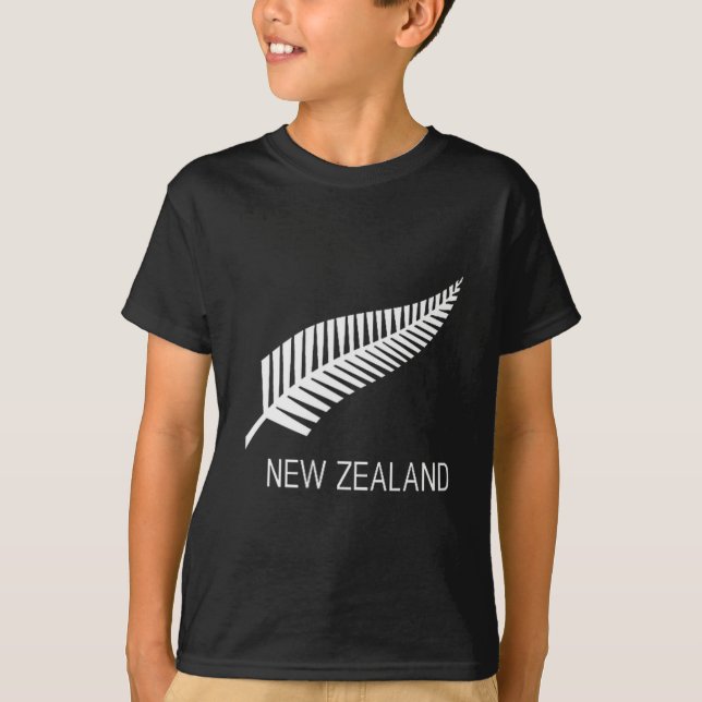 Black New Zealand Fern Shirt Mens Black Proud Kiwi (Front)