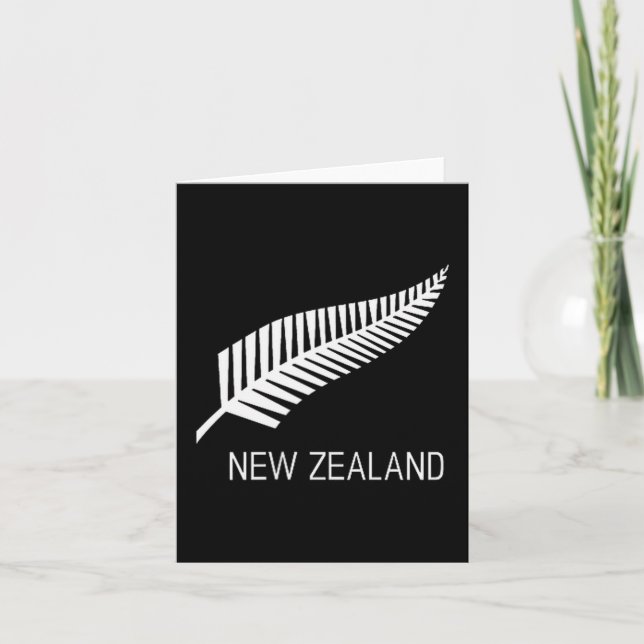 Black New Zealand Fern Shirt Mens Black Proud Kiwi Card (Front)