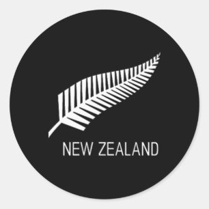 Black New Zealand Fern Shirt Mens Black Proud Kiwi Classic Round Sticker