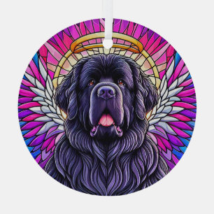 Black Newfie Angel Round Ornament