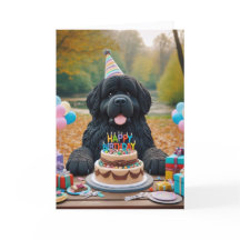 Black Newfie Autumn Birthday Card