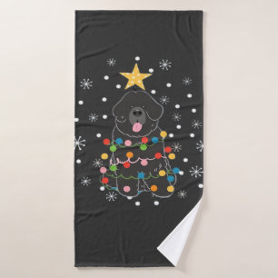 Black Newfie Newfoundland Dog Christmas Tree Class Bath Towel