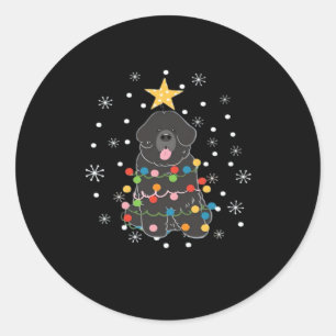 Black Newfie Newfoundland Dog Christmas Tree Class Classic Round Sticker