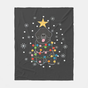 Black Newfie Newfoundland Dog Christmas Tree Class Fleece Blanket
