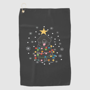 Black Newfie Newfoundland Dog Christmas Tree Class Golf Towel