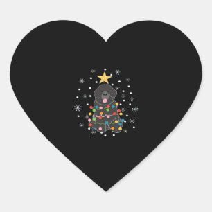 Black Newfie Newfoundland Dog Christmas Tree Class Heart Sticker