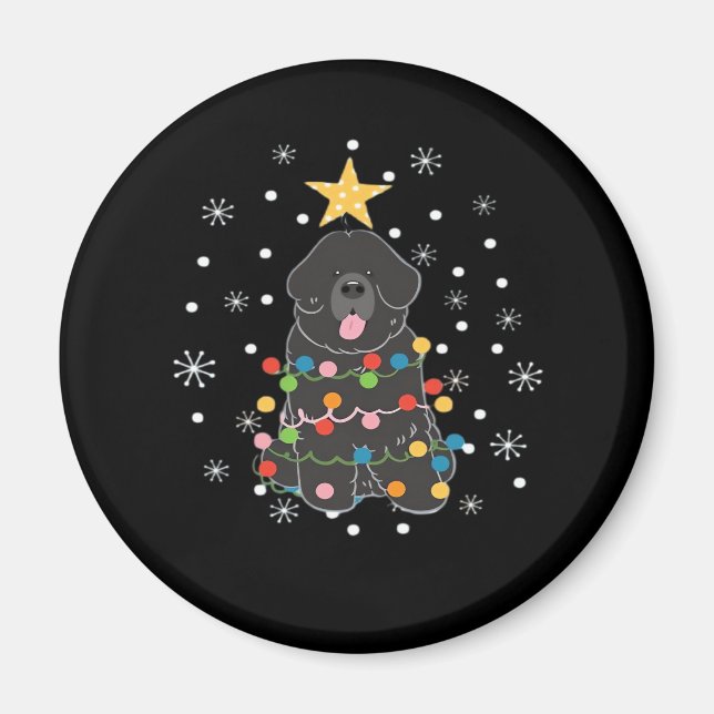 Black Newfie Newfoundland Dog Christmas Tree Class Magnet (Front)