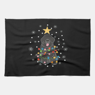 Black Newfie Newfoundland Dog Christmas Tree Class Tea Towel