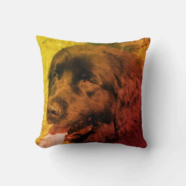 Black Newfoundland Dog Abstract Grunge  Cushion (Front)