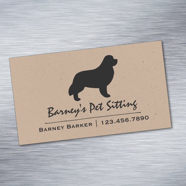 Black Newfoundland Dog Silhouette Magnetic Business Card (Creator Uploaded)
