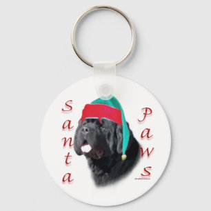 Black Newfoundland Santa Paws Key Ring