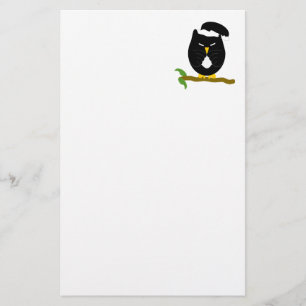 Black Night Owl Design Stationery