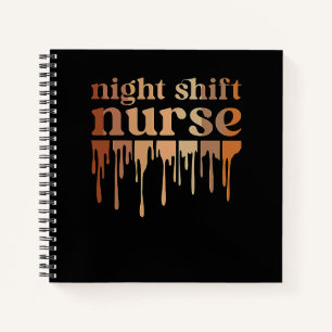 Black Night Shift Nurse African American Night Shi Notebook