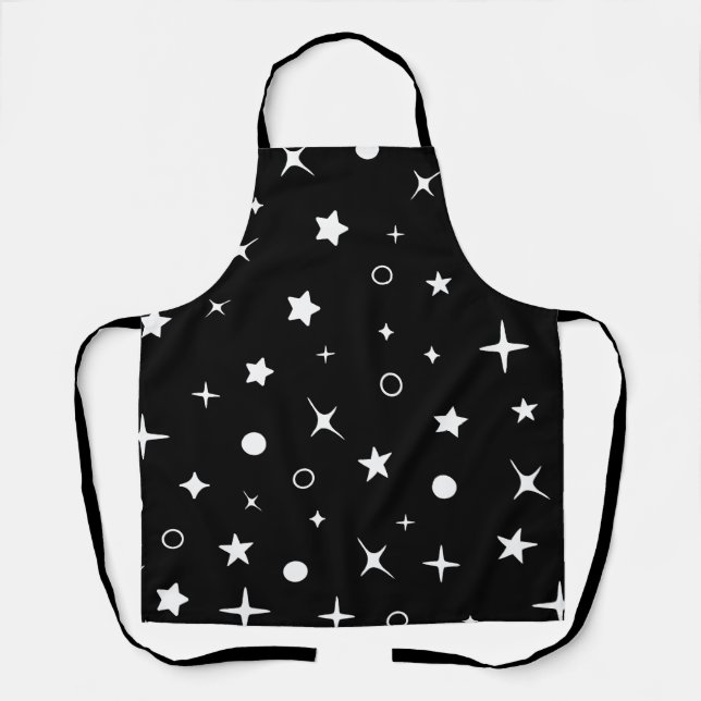 Black night sky stars   apron (Front)
