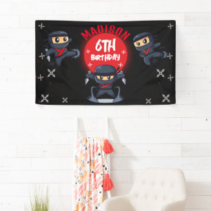 Black Ninja Birthday Party Banner