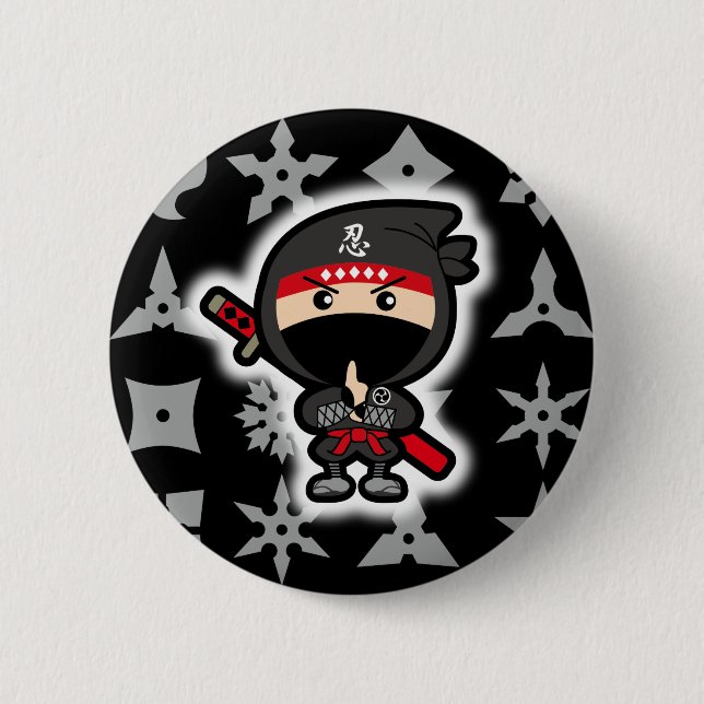 Black Ninja Boy 6 Cm Round Badge (Front)