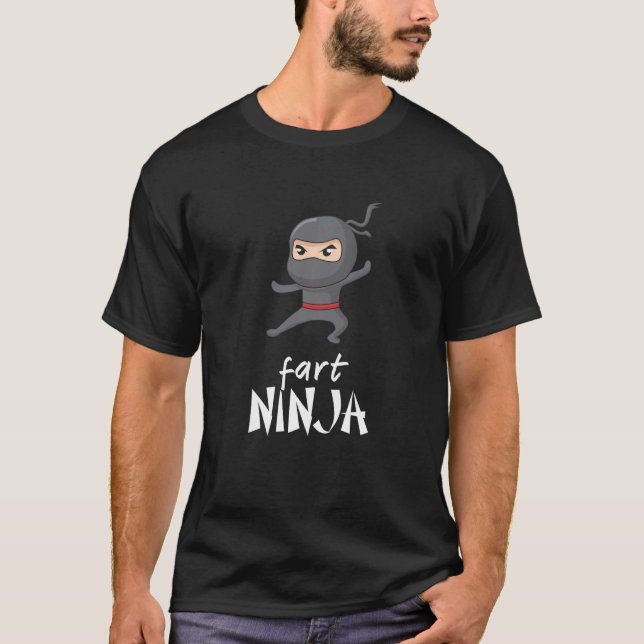 Black Ninja In A Mask Fart Ninjas T-Shirt (Front)