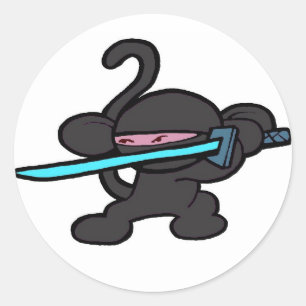Black Ninja On Guard Classic Round Sticker